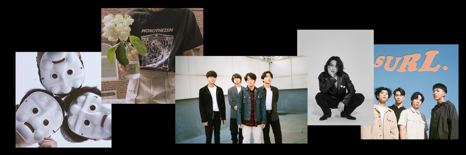 Colagem de fotos da bana Monotheism, Thornapple, Woozy e SURL.