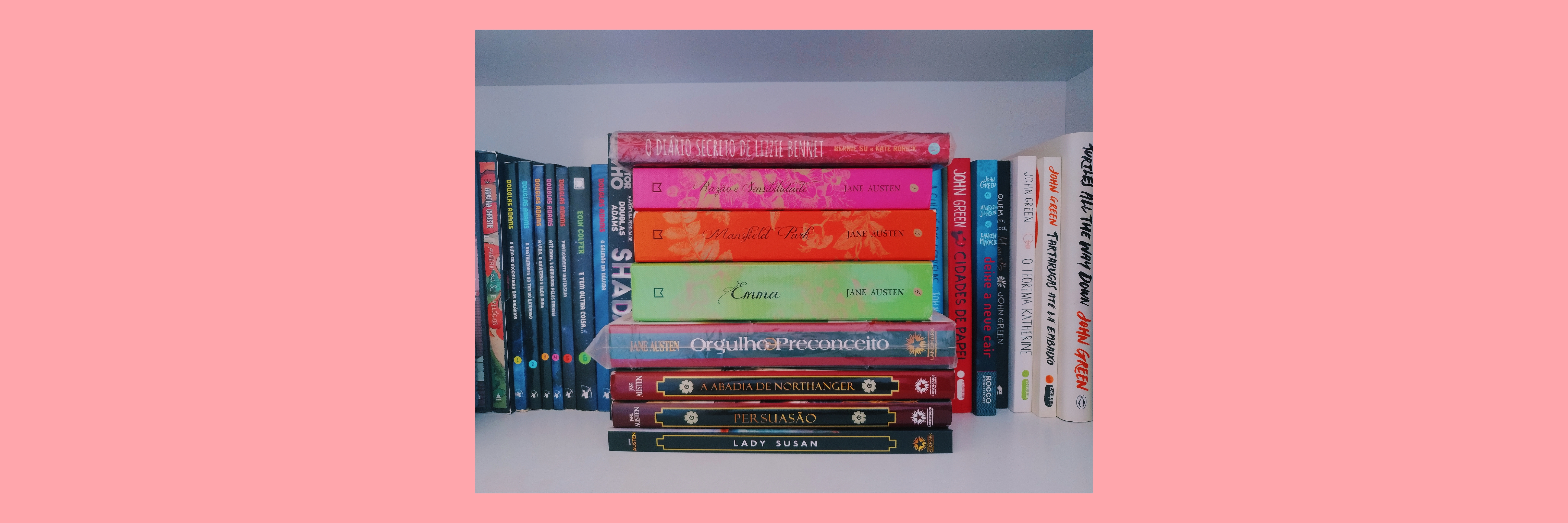 Minha coleção dos romances de Jane Austen. Imagem dos 6 romances de Jane Austen. Minha coleção de livros.