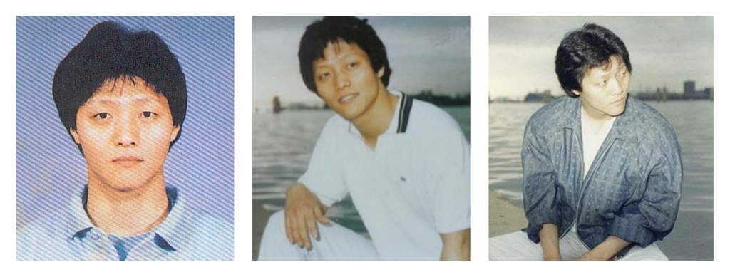 Foto de Yoo Jae Ha sentado em um banco em frente à praia.